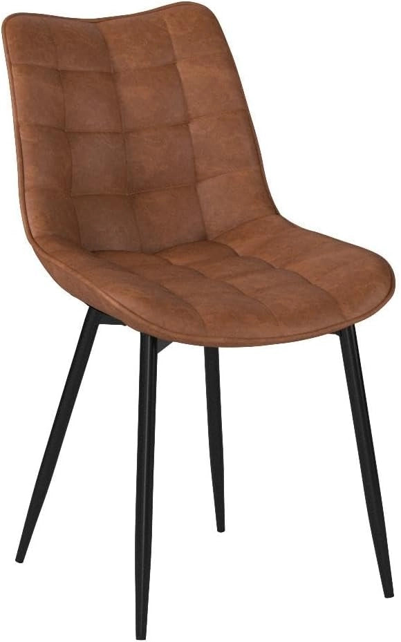 Sedie da Pranzo con Schienale senza Braccioli Sgabello in Ecopelle per Cucina Marrone Chiaro BH207hbr-2