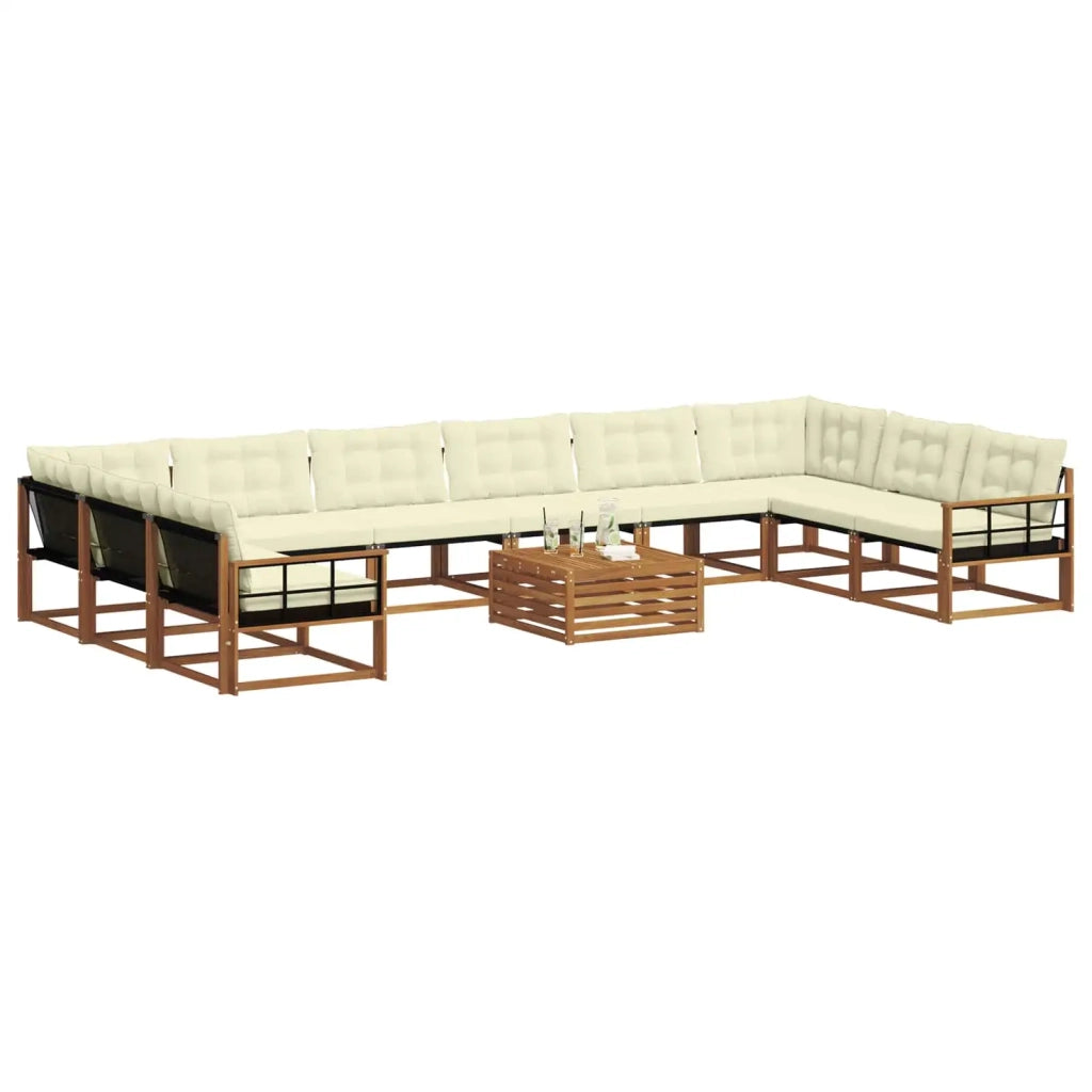 Set di divani da esterno con cuscino 11 pcs Naturale e Crema 3369917