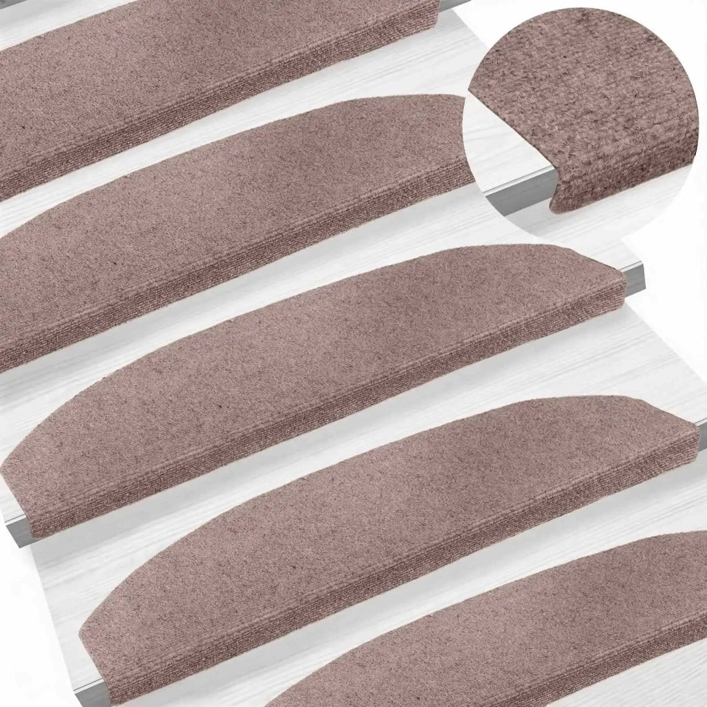 Tappetini per scale autoadesivi 15 pcs Beige 80 x 24,5 x 3,5 cm