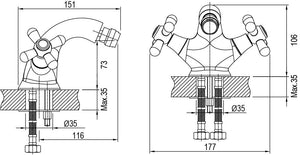 Rubinetto bidet vintage mangilie a stella completo