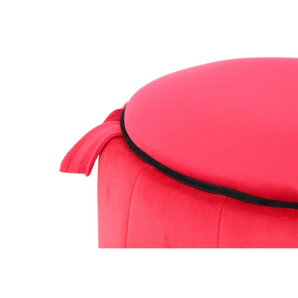Pouf contenitore Reese in velluto rosso