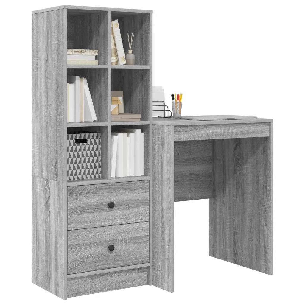 Scrivania con cassetto con lo scaffale 2 pcs Grigio Sonoma 3337342