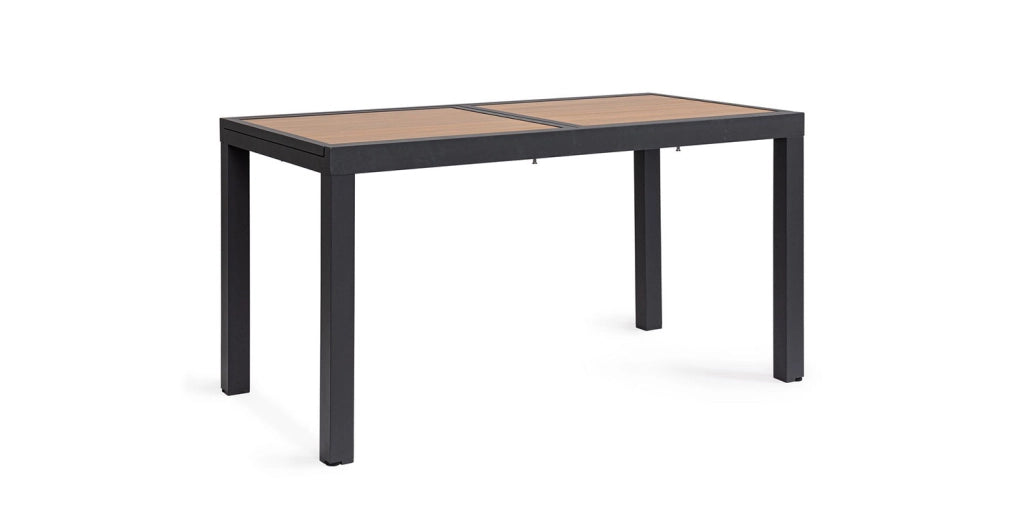 Tavolo Allungabile da Esterno 140-210x77x75h cm in Alluminio e Polywood Hilija Naturale e Antracite