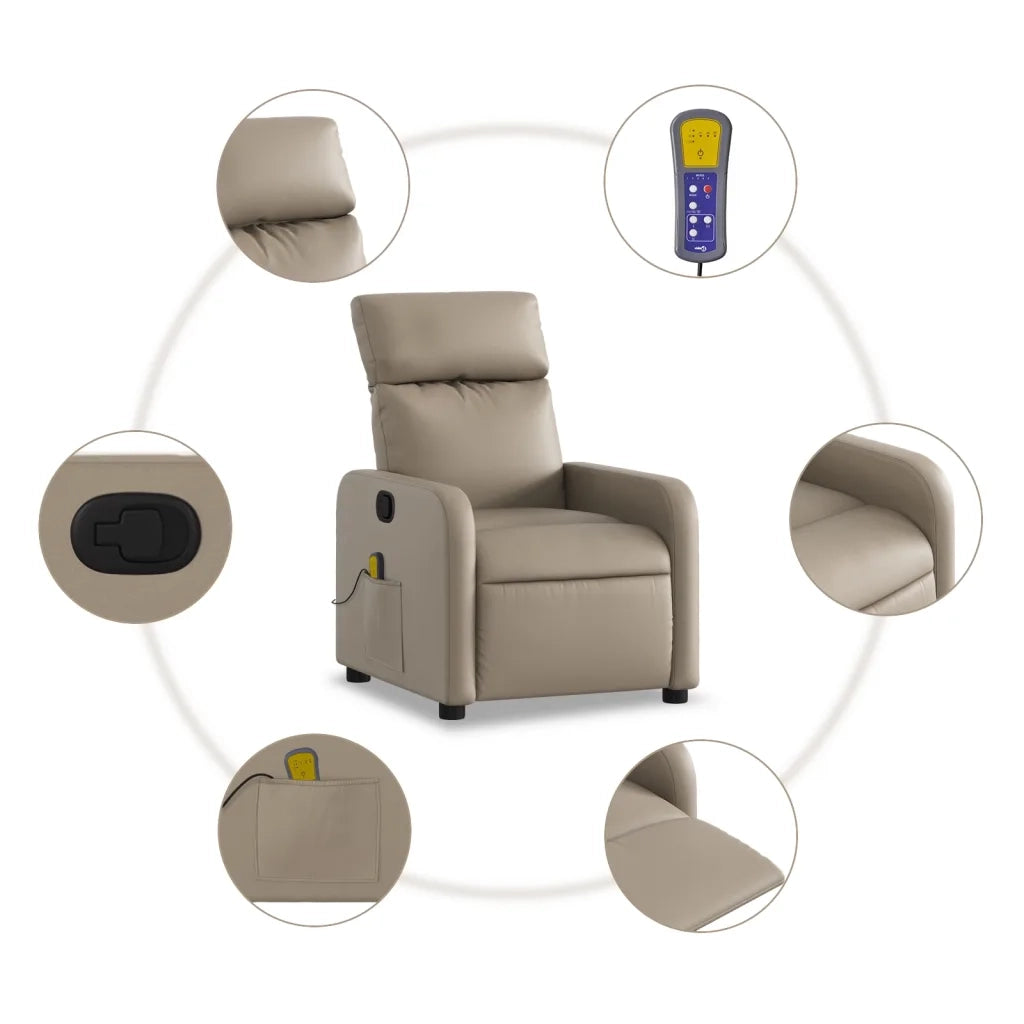 Poltrona Massaggiante | Sedia Relax Reclinabile cappuccino in Similpelle