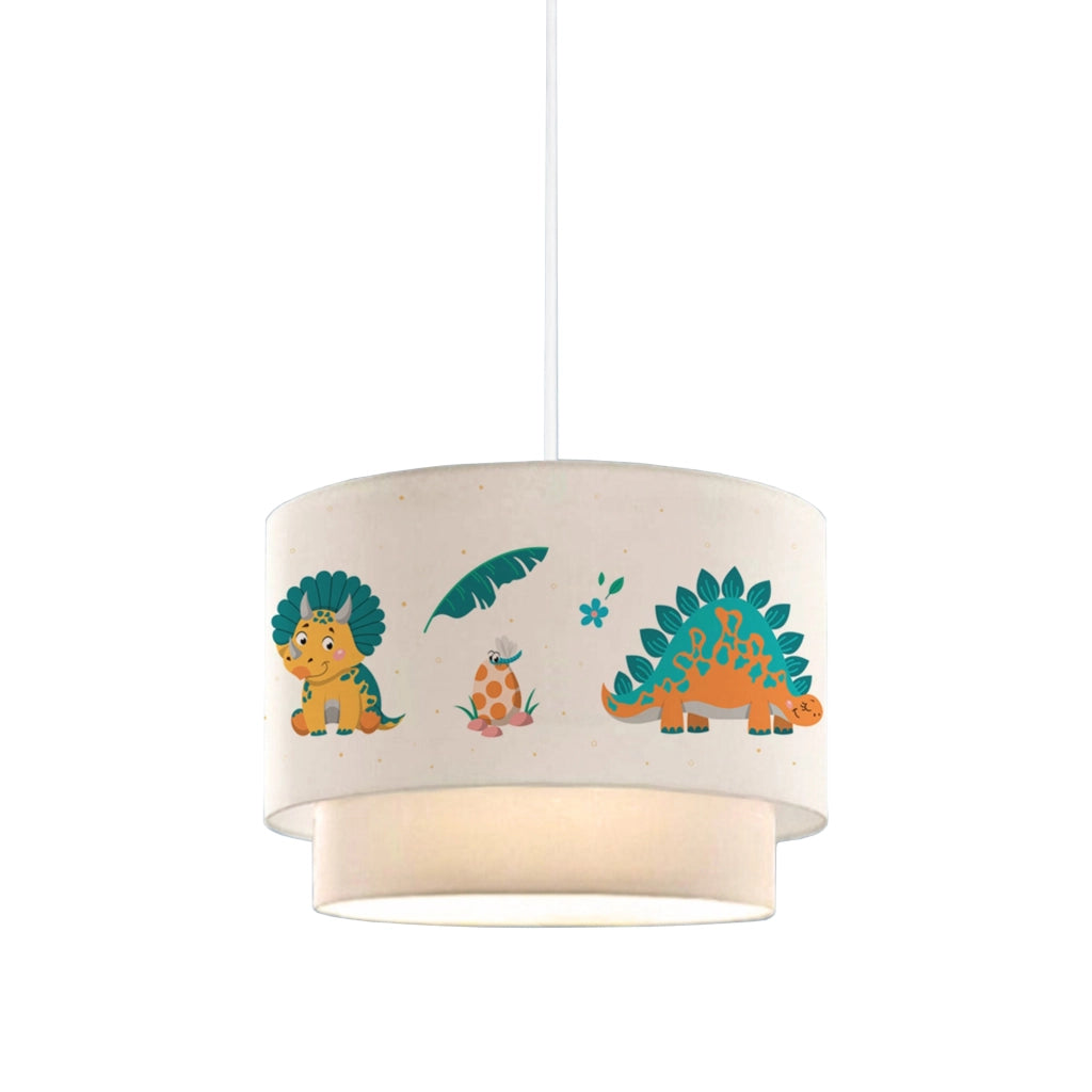 Lampada a Sospensione Lurgan per Cameretta Decorato con Dinosauro - Bianco lux.pro