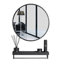 SPECCHIO Valora CON MENSOLA 60CM Nero Rotondo Stile Loft