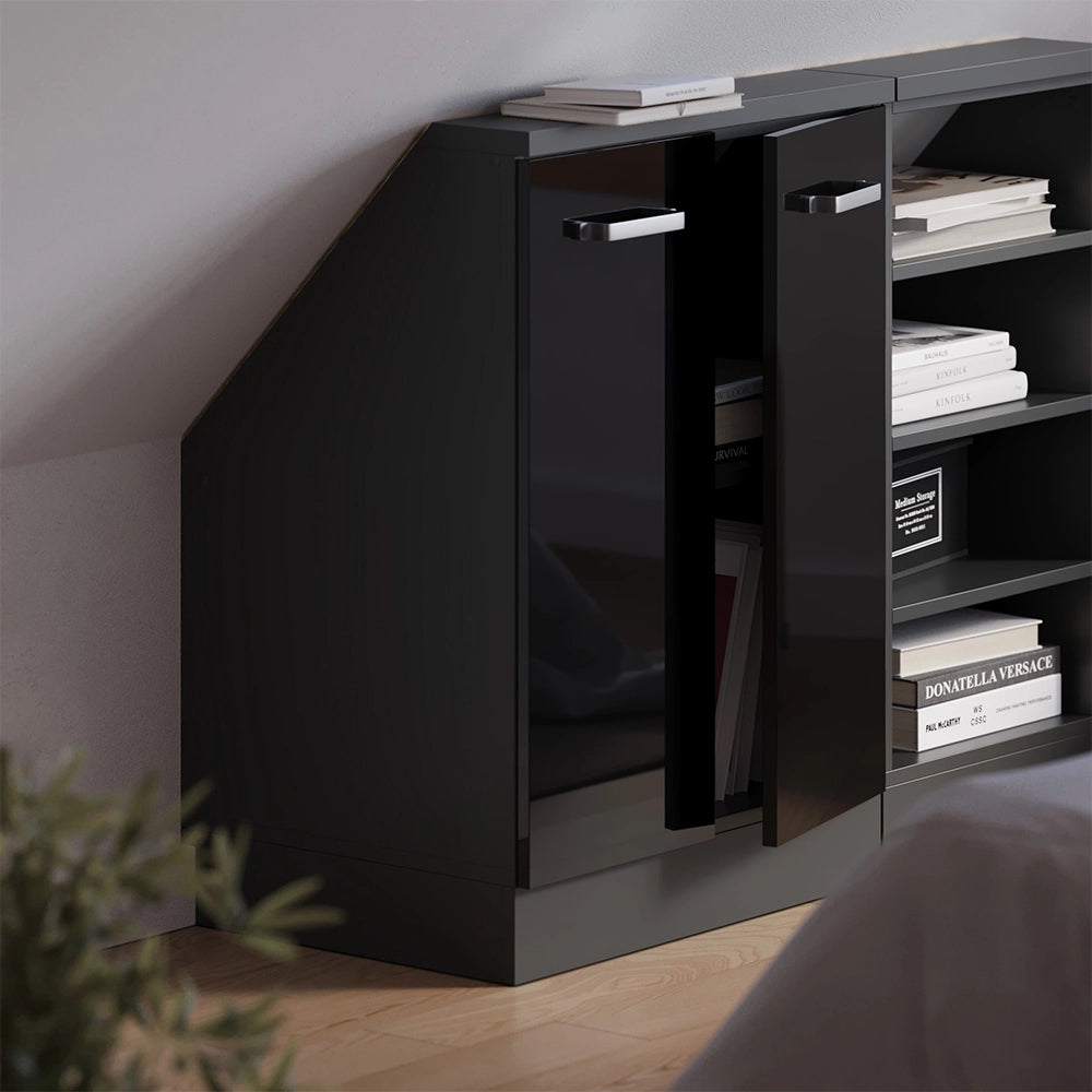 Mobile sottotetto Rion Nero lucido/Antracite con 2 porte Vicco