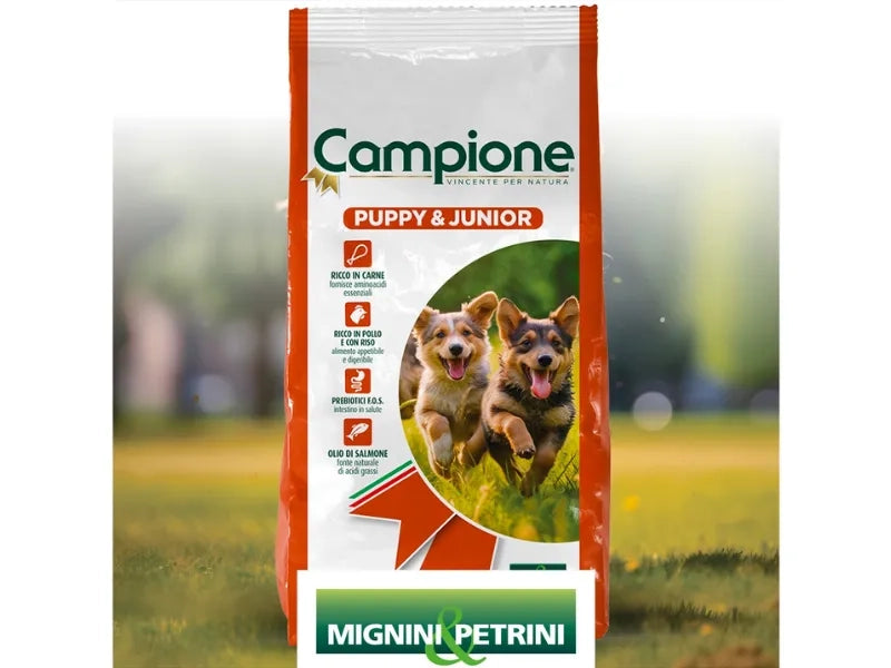 Crocchette Mignini-Petrini Puppy e Junior pollo e riso FOS sacchi 400g-3kg-12kg - 12 Kg