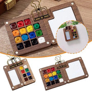 2 pezzi - Paletto aquarello portatile con 8 reticoli + 15 reticoli e clip - Scatola di pennelli per viaggio - Mini paletto di legno per vernice - Paletto di vernice acquatica per viaggio - Paletto per schizzo - Per aquarello, gouache e vernice acrilica