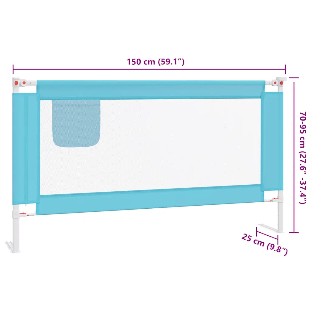 Sponda Letto di Sicurezza per Bambini Blu 150x25 cm in Tessuto 10211