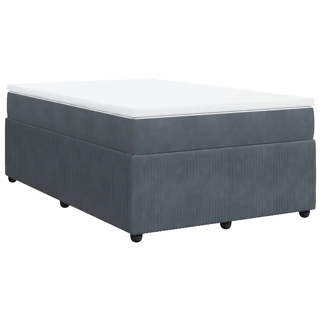 Giroletto a Molle con Materasso Grigio Scuro 120x200 cm Velluto