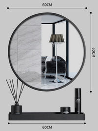 SPECCHIO Valora CON MENSOLA 60CM Nero Rotondo Stile Loft