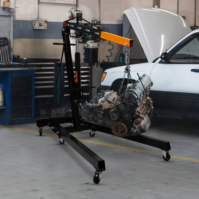 Gru Motore 2 Tonnellate Idraulica Maniglia Gambe Pieghevoli Officina Sollevatore