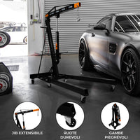 Gru Motore 2 Tonnellate Idraulica Maniglia Gambe Pieghevoli Officina Sollevatore