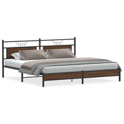 Letto matrimoniale | Letto per adulti | Giroletto senza Materaso in Metallo Rovere Marrone 193x201 cm