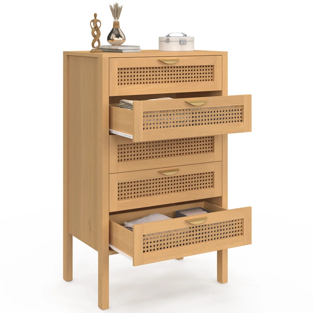 IDMarket - EDHEN Cassettiera a 5 cassetti 60 cm in canna color legno