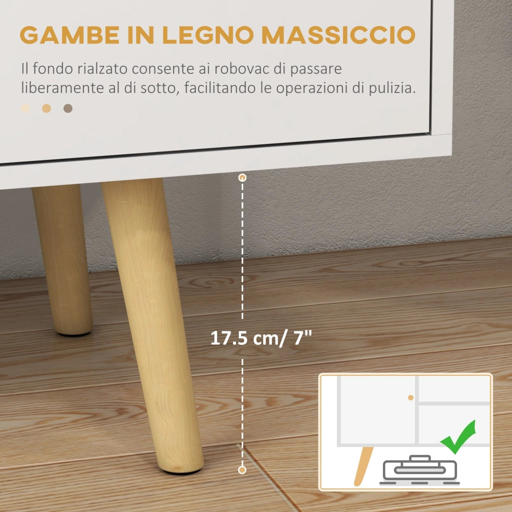 Mobile TV 55" max con 2 Armadietti e 2 Ripiani Aperti 120x34x50 cm in Legno e Truciolato Bianco