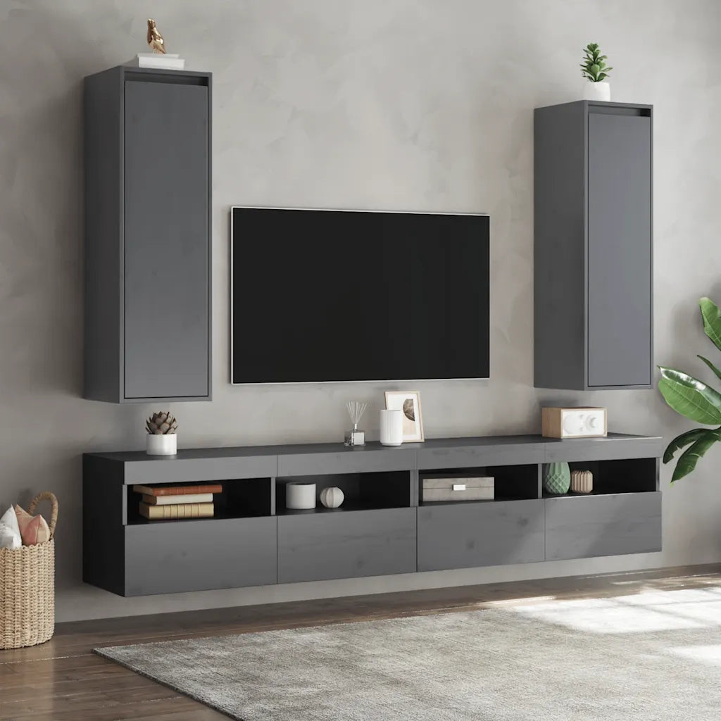 Pensili Grigi 2 pz 30x30x100 cm in Legno Massello di Pino cod mxl 33387