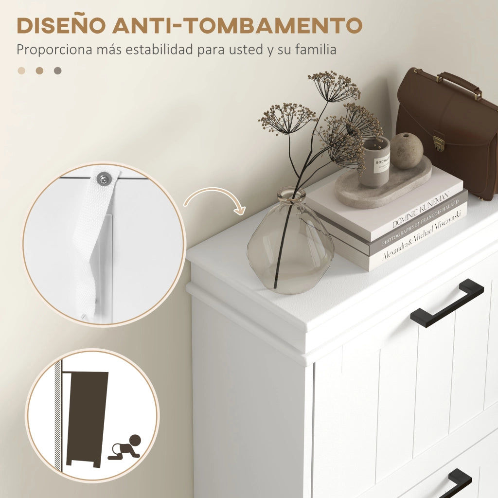 Armadio per scarpe con 3 ante e ripiani regolabili ¨C zephmum ¨C Bianco 60x30x120 cm