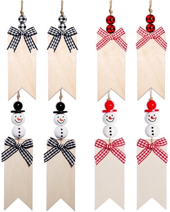 Etichetta per albero di Natale (8 pezzi), etichetta per nome, decorazione DIY con perle di neve, etichetta per albero di Natale, decorazione per la casa