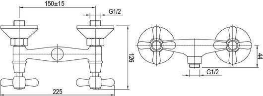 Rubinetto per doccia esterno, con maniglie a stella vintage, set completo