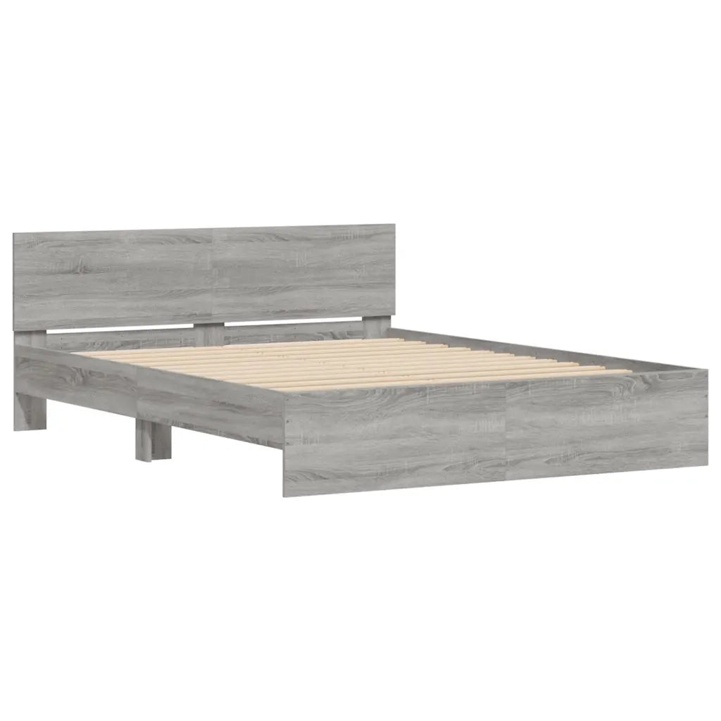 Giroletto con Testiera e LED-Struttura Letto con testiera Grigio Sonoma 150x200 cm 725316