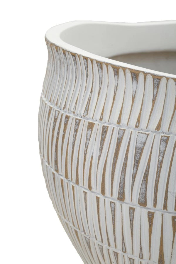 Cachepot Resina Stiky Ø30,5x24,5 cm in Resina Oro e Bianco
