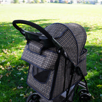 Organizer per Passeggino per Animali Blu Tartan con Cinghie a Strappo e Tasche