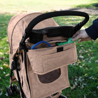 Organizer per Passeggino per Animali Beige con Cinghie a Strappo e Tasche