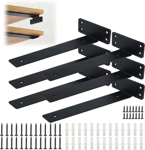 Sostegno per Pannelli 20 cm - 6 pezzi | Sostegni per Pannelli Durissimi per Carico Elevato - 90 gradi | Con Viti | Capacità di Sostegno 45-65 kg