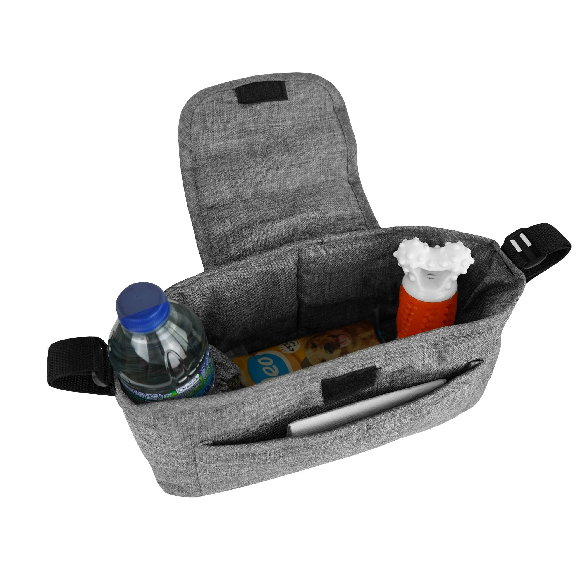 Passeggino per animali Grigio con Borsa Organizer Pieghevole da Viaggio per Cani