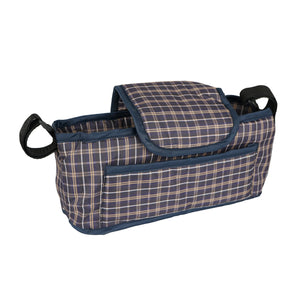 Passeggino per animali Blu Tartan con Borsa Organizer Pieghevole da Viaggio per Cani