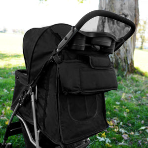 Organizer per Passeggino per Animali Nero con Cinghie a Strappo e Tasche