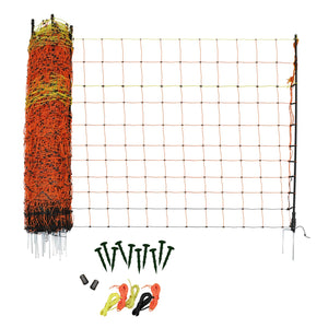 Rete Adatta per Recinti Elettrici per Pollame 50m con Pali e Maglia Alta 120cm