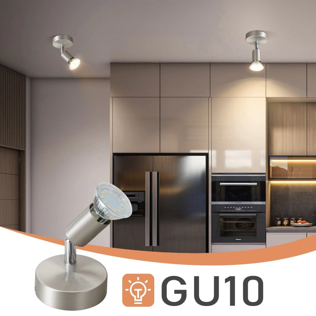 ZMH Faretto da soffitto decorativi 1 luce GU10 acciaio inox nichel rotazione 330° senza lampadina
