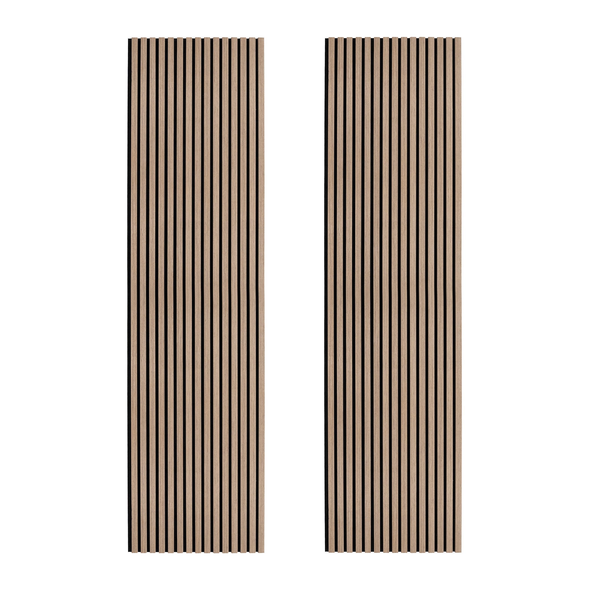 Coppia di Pannelli Fonoassorbenti con Doghe Noce Chiaro 3D in Legno 2400 x 600mm