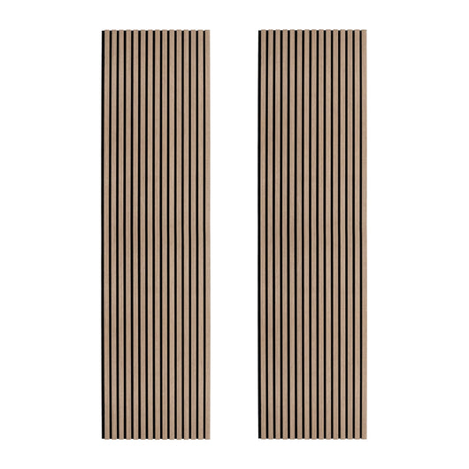 Coppia di Pannelli Fonoassorbenti con Doghe Noce Chiaro 3D in Legno 2400 x 600mm