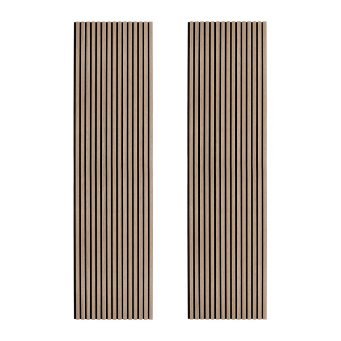 Coppia di Pannelli Fonoassorbenti con Doghe Noce Chiaro 3D in Legno 2400 x 600mm