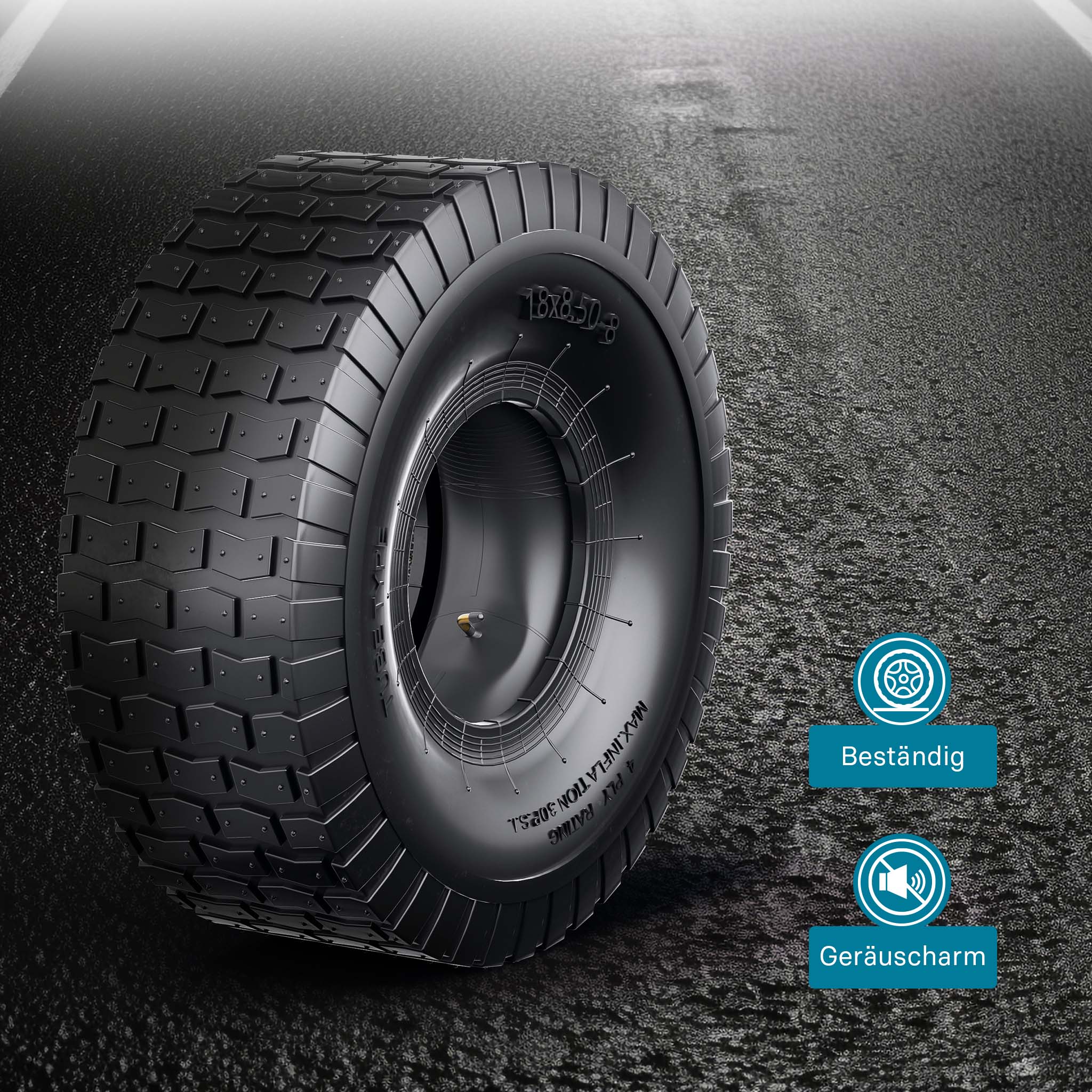 Pneumatico per trattorino rasaerba 18x8.50-8 4PR con camera d’aria e valvola angolare Ruota completa