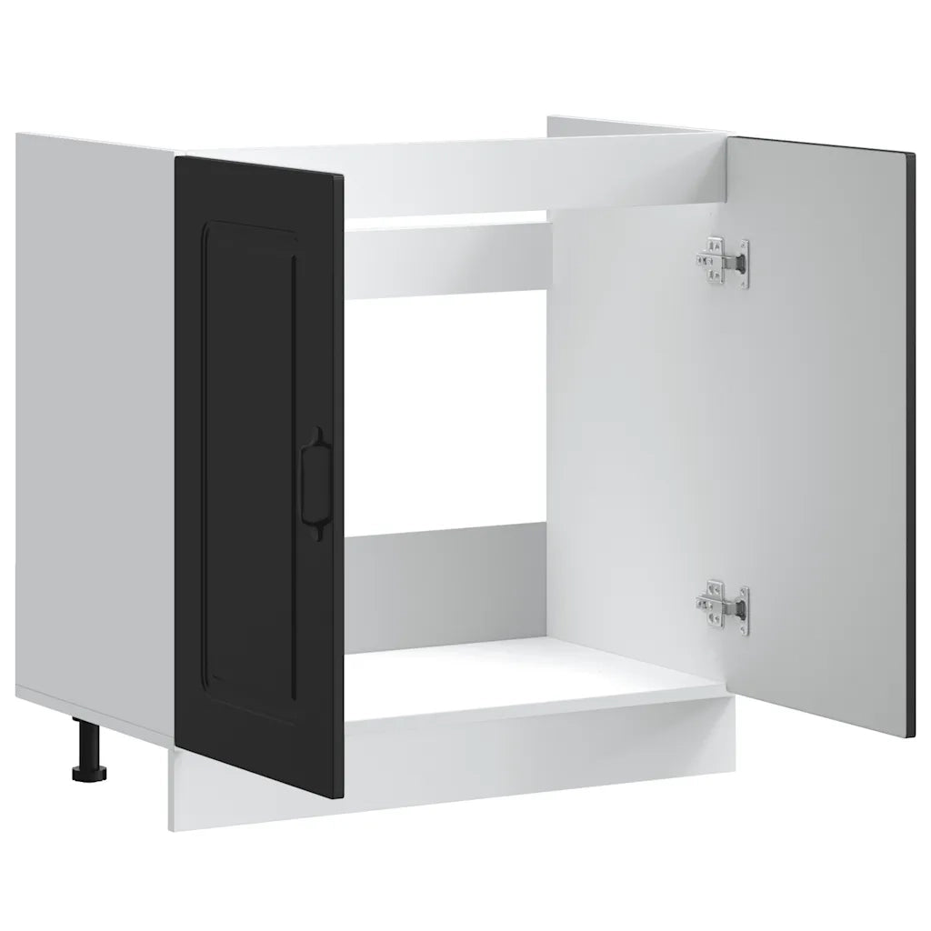 Pensile da cucina | Mobile base lavello Kalmar Nero 80x46x81,5 cm in Truciolato
