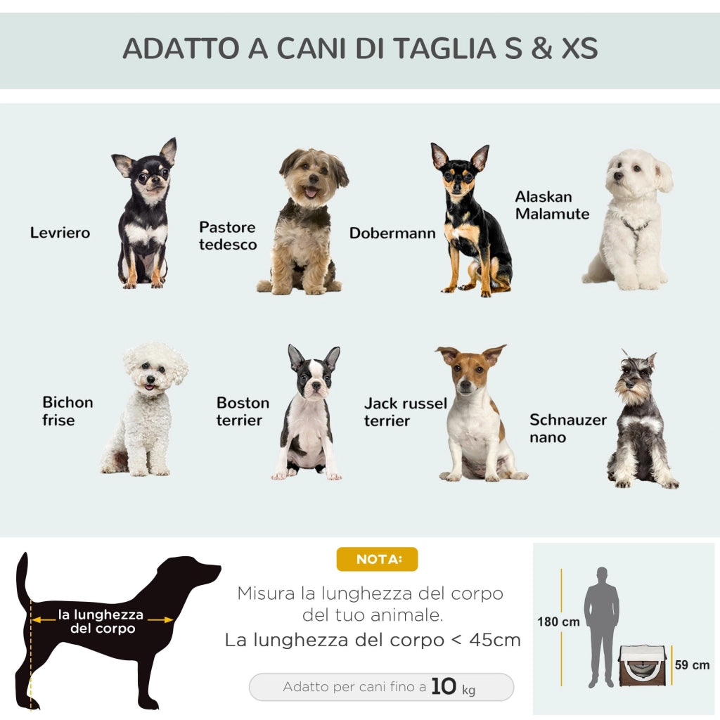 Trasportino per Cani e Gatti Pieghevole 70x51x59 cm in Tessuto Oxford Marrone