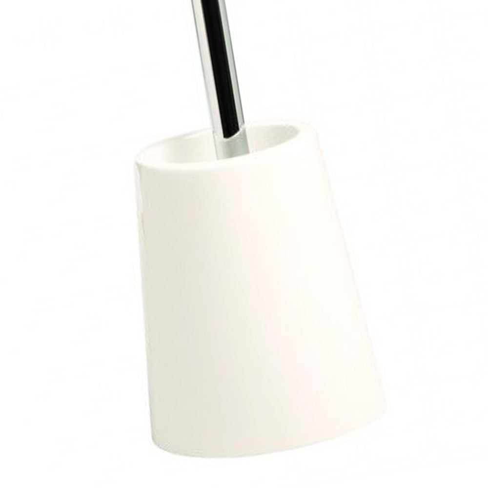 Porta scopino bianco con asta cromata - serie maya