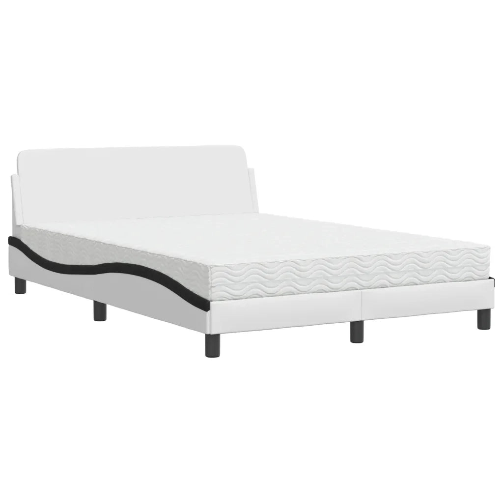 Letto con Materasso Dover Bianco e Nero 140x190 cm in Similpelle