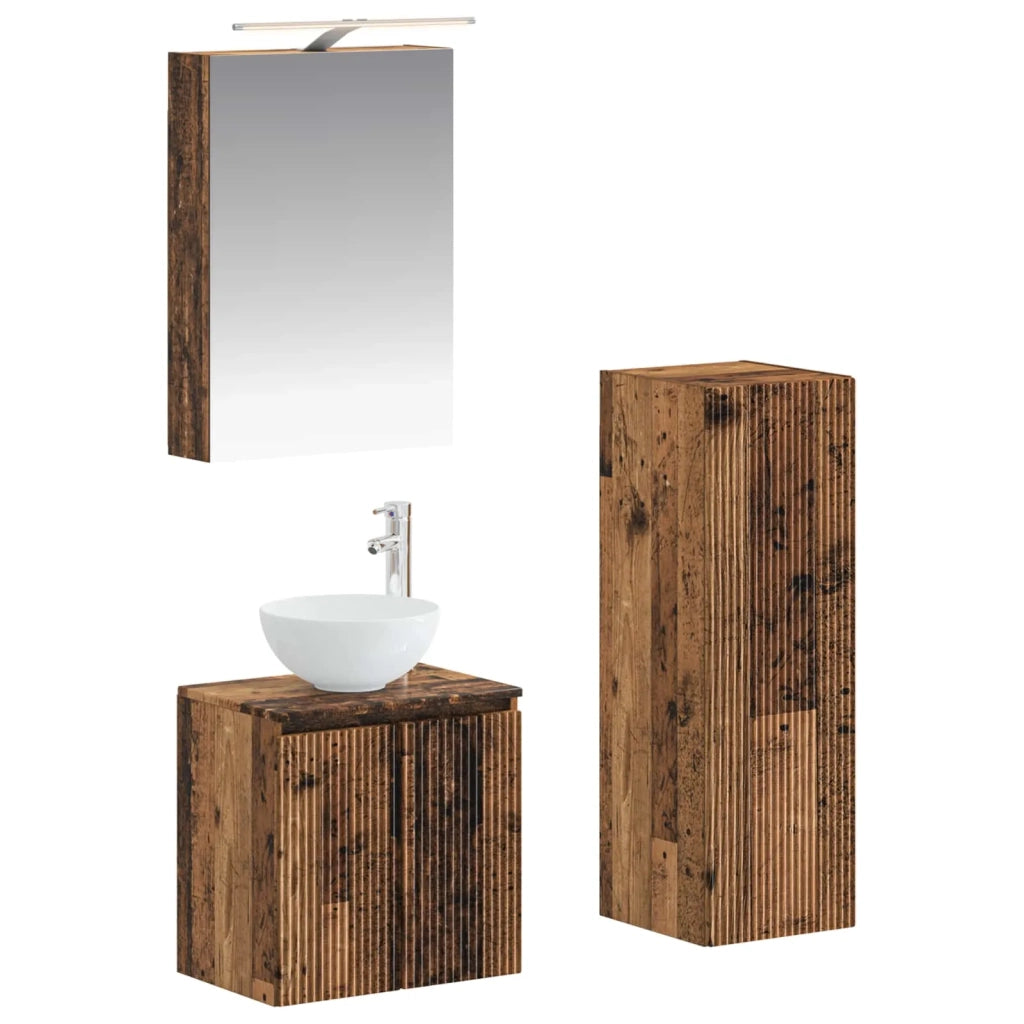 Set di mobili per il bagno 4 pcs Legno antico 3407413