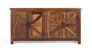 Credenza rustica a quattro ante realizzata a mano in legno riciclato