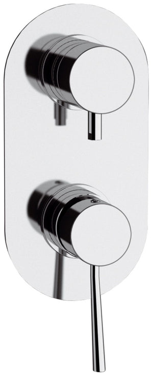 Rubinetto doccia a tre vie e sette posizioni su unica piastra serie minimal