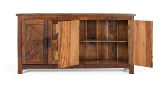 Credenza rustica a quattro ante realizzata a mano in legno riciclato