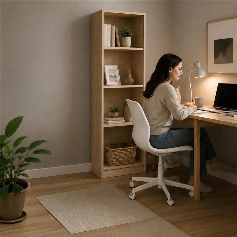 LIBRERIA IN LEGNO CON 4 RIPIANI COLORE ROVERE DIMENSIONI 60X24X170 CM