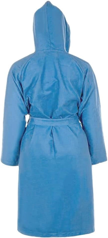 Accappatoio Microfibra Taglia XXL Moderno Morbido Uomo Donna Cintura Tasche Cappuccio Blu