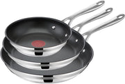 Jamie Oliver Cook Smart - Set di padelle da 20/24/28 cm, E310S3, in titanio sicuro, 2 rivestimenti antiaderenti, termo-segnale, tecnologia a induzione integrale termofusione, manico ergonomico